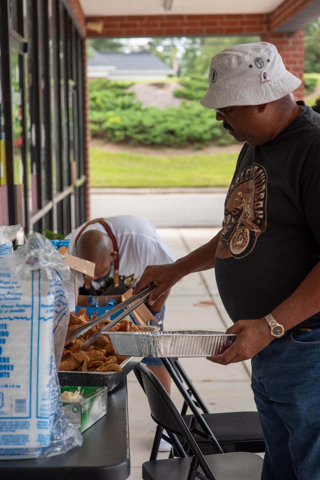 Frying fresh fish for the community cookout