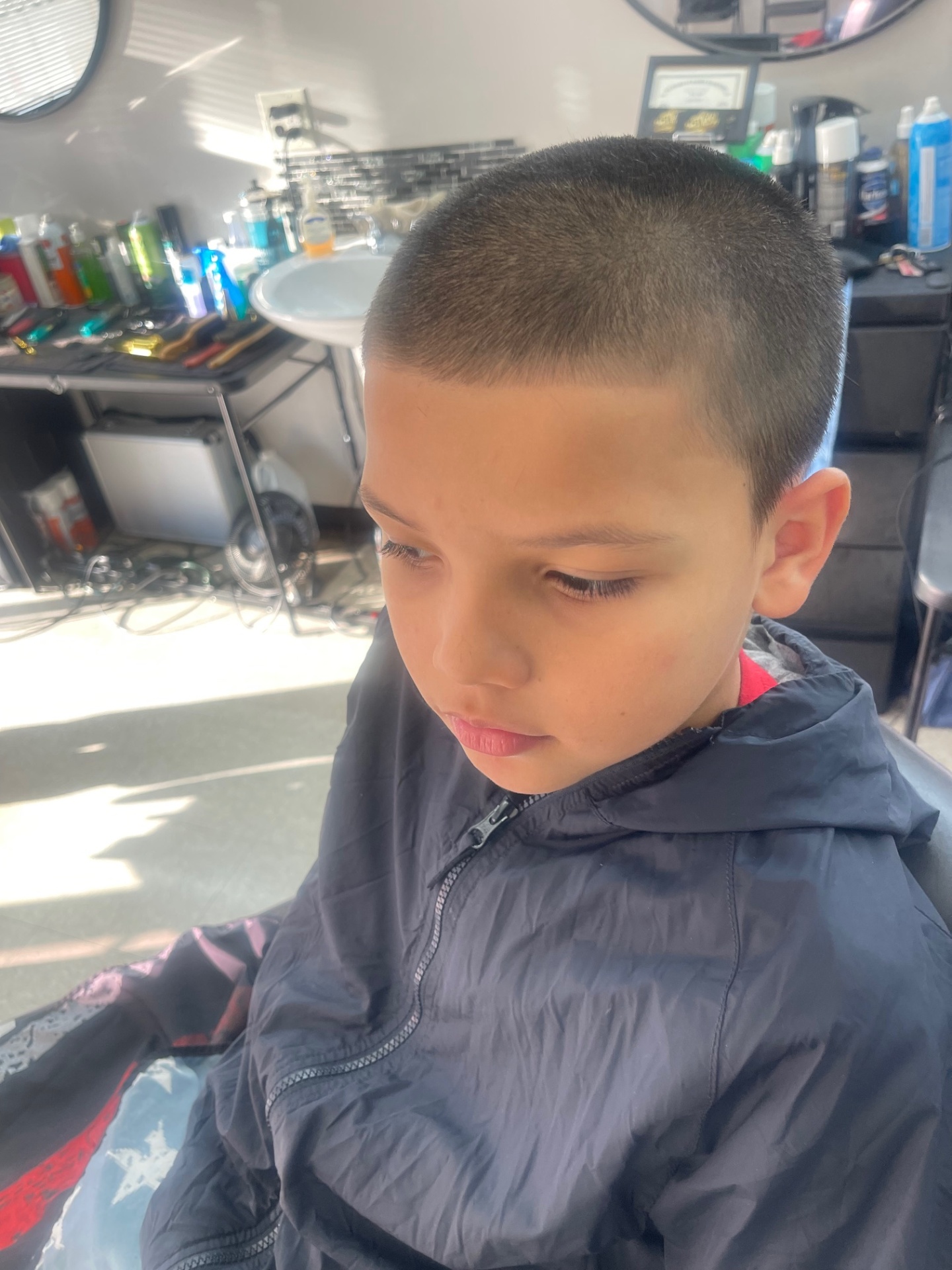 Kids buzz cut with clean edges